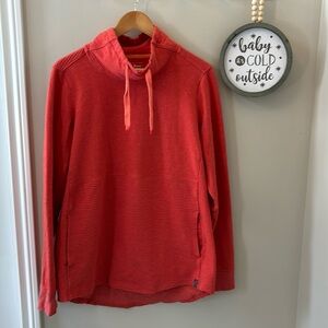 Women's L.L.Bean Cozy Mixed-Knit Pullover Size Large Tall Orange